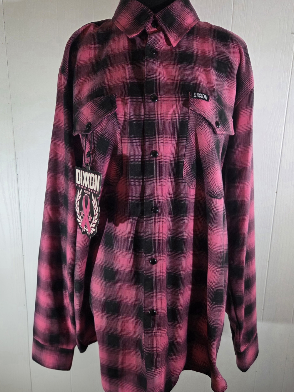 Dixxon Men's Large 'Survivor', Pink and Black Plaid Shirt